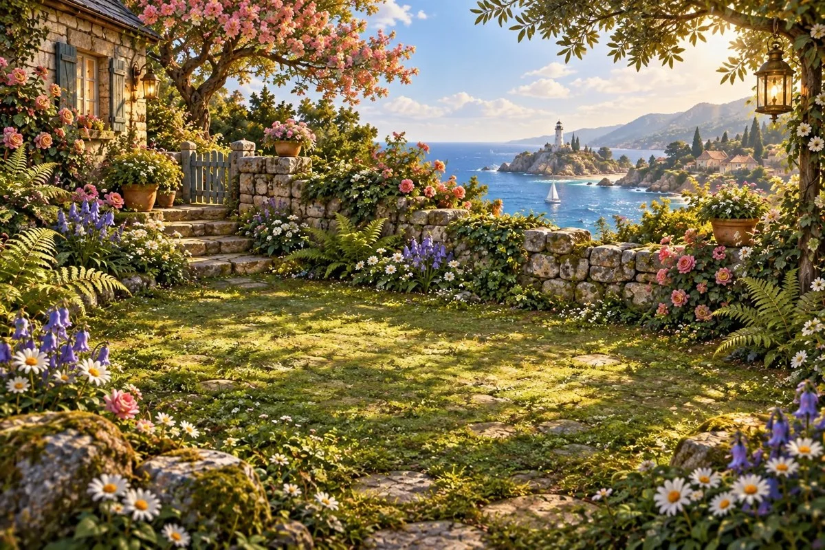 An illustrated magical garden